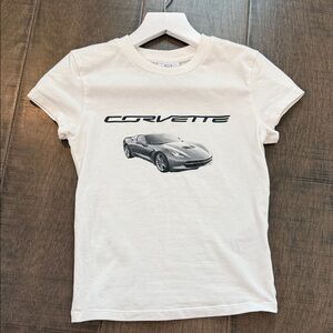 Bershka  White Corvette T-Shirt Size Small